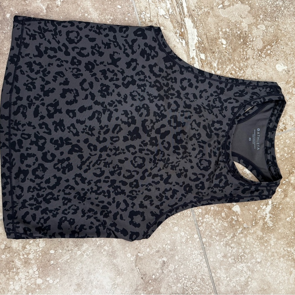 Athleta Dark Gray Black Leopard Racerback Tank